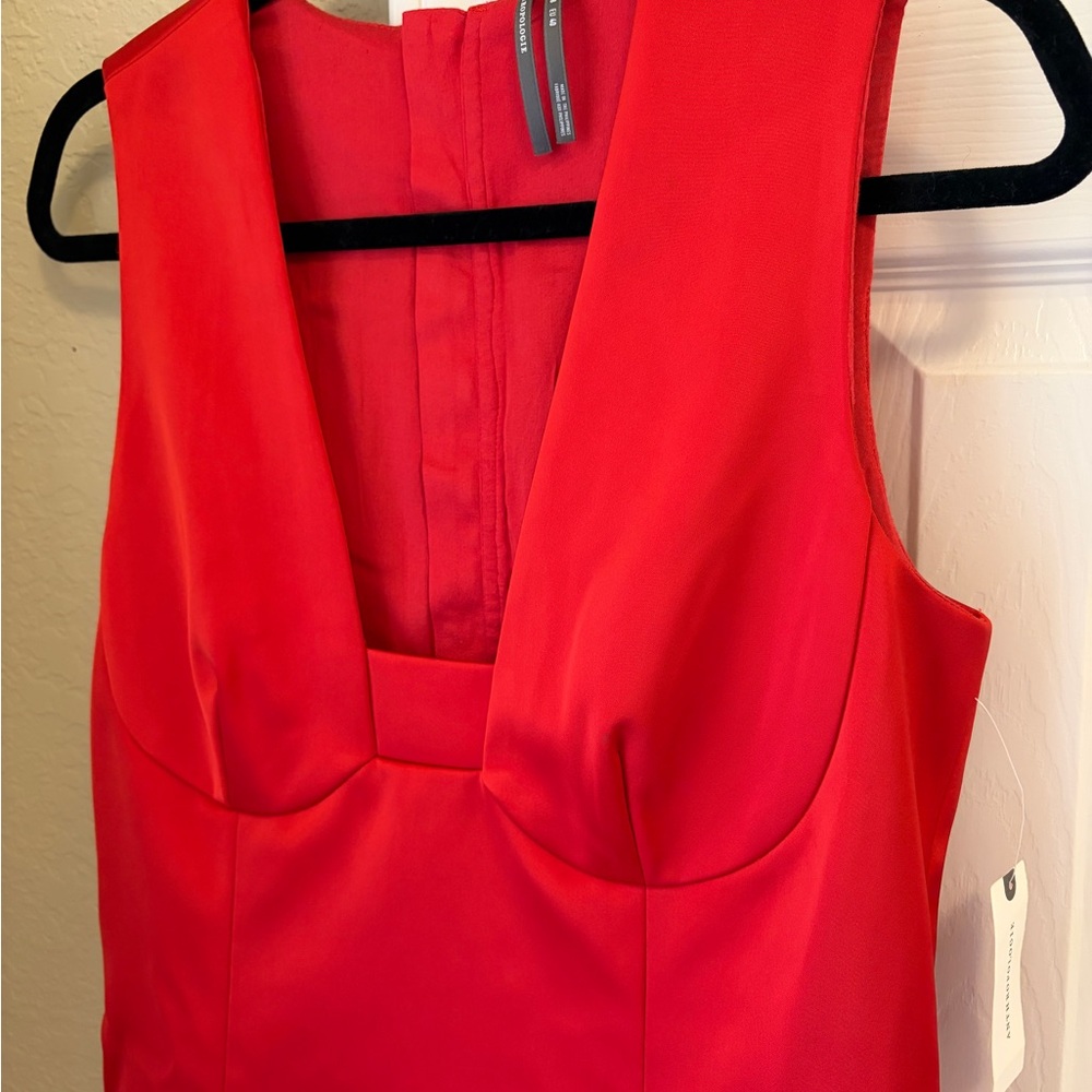 Statement Red Satin Sleeveless  Dress